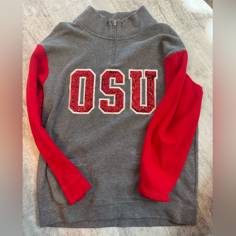Victoria's Secret Women’s Quarter Zip in Gray and Red